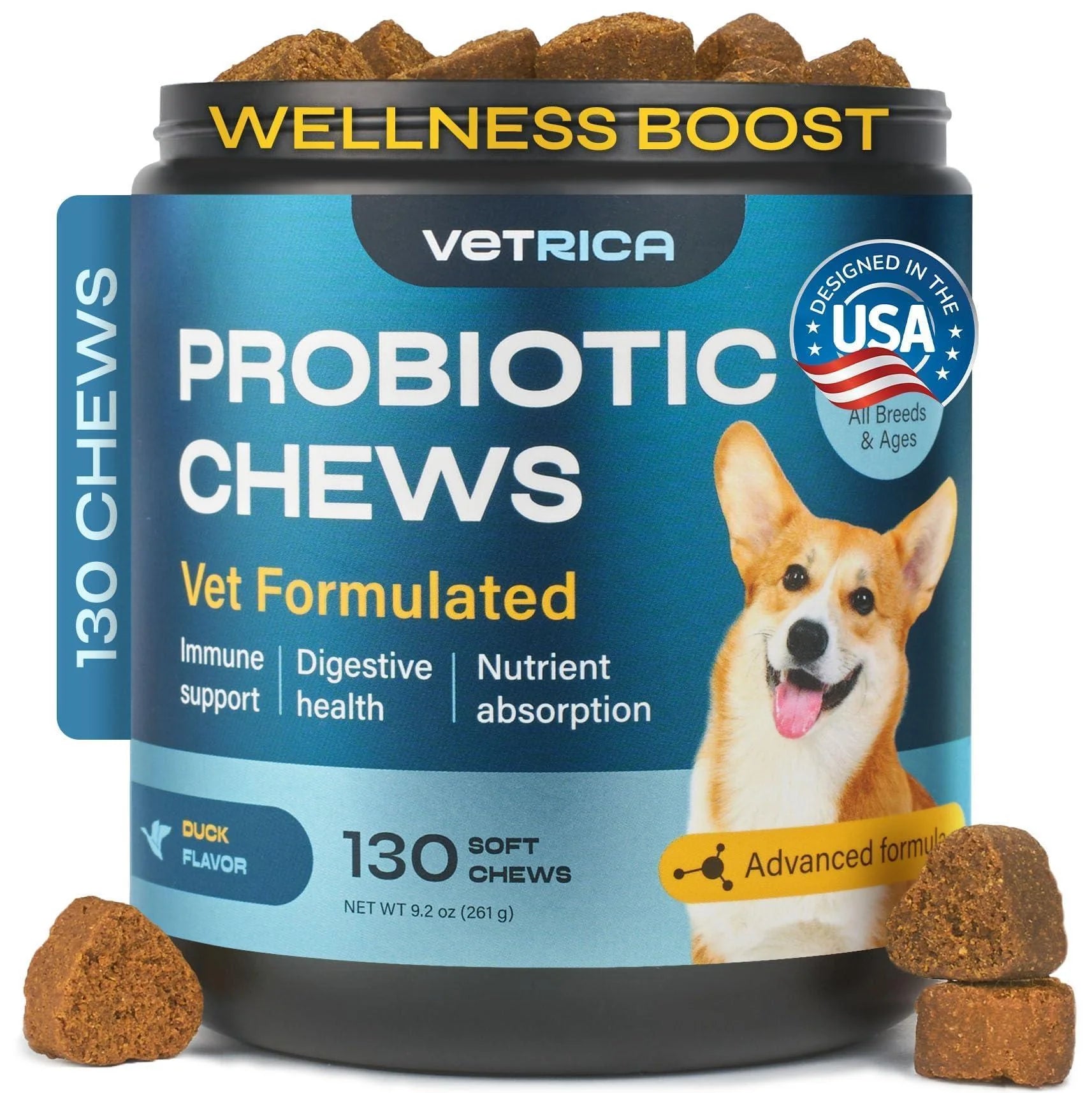 Probiotics for Dogs Dog Probiotic Chews for Digestive and Gut Health Dental Immune System Support Chewable Prebiotic Soft Treats Wild Yam Yeast Powder Diarrhea and Bowel Support Supplement