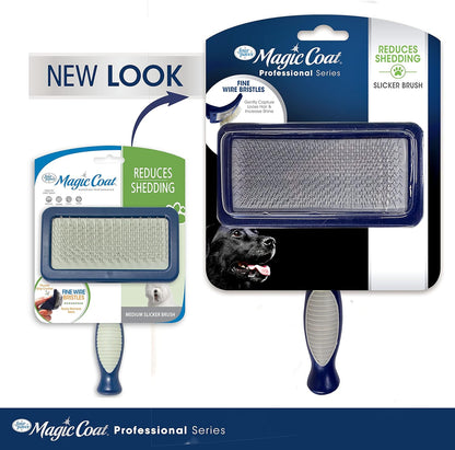 Magic Coat Professional Series Grooming Brush for Dogs & Cats, Reduces Shedding, Stimulates Coat'S Natural Oils, Ergonomic Design, Ideal for Medium, Long, Curly, and Wiry Coats