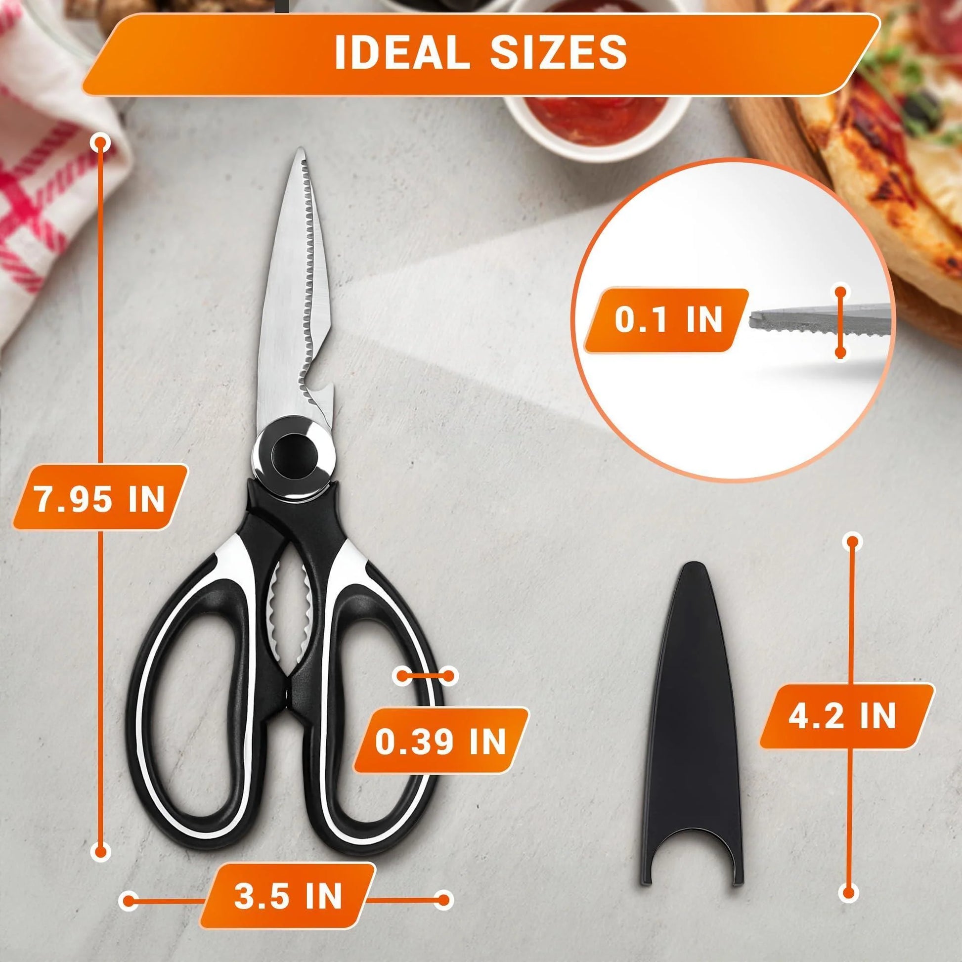 Kitchen Scissors All Purpose Heavy Duty Multifunctional Kitchen Shears for Food Heavy Duty with Ergonomic Handle & Corrosion Resistant Blades Designed for Fish Nuts Vegetables & Bottle Opening