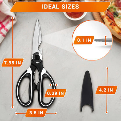 Kitchen Scissors All Purpose Heavy Duty Multifunctional Kitchen Shears for Food Heavy Duty with Ergonomic Handle & Corrosion Resistant Blades Designed for Fish Nuts Vegetables & Bottle Opening